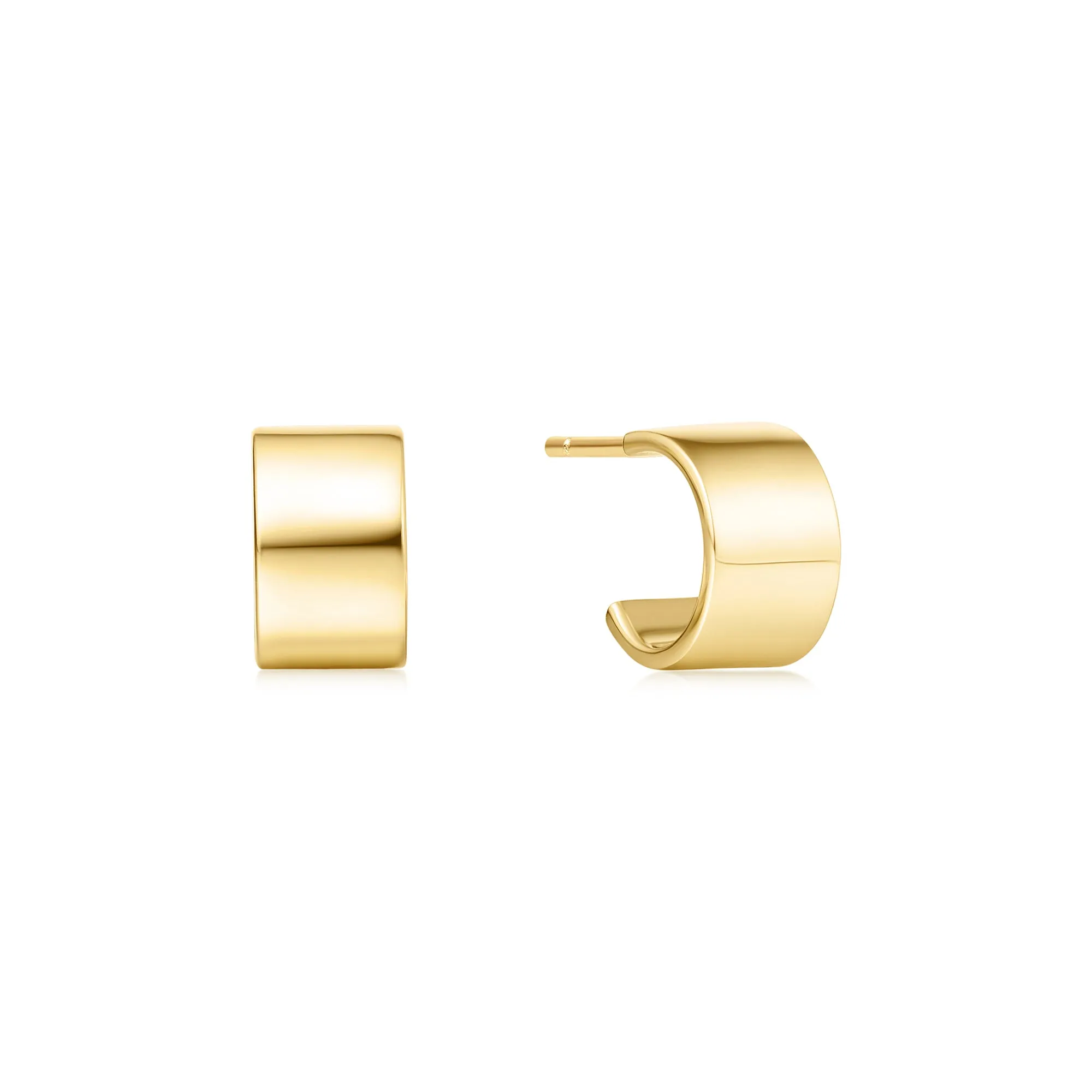 Gold Flat Small Huggie Hoop Earrings