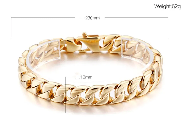 Gold IP-Plated Stainless-Steel Miami Cuban Link Bracelet 9"