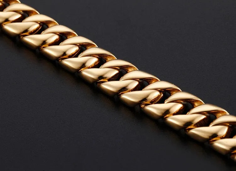 Gold IP-Plated Stainless-Steel Miami Cuban Link Bracelet 9"