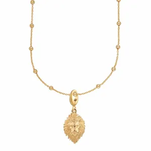 Gold Plated Lion Head Satellite Chain Necklace