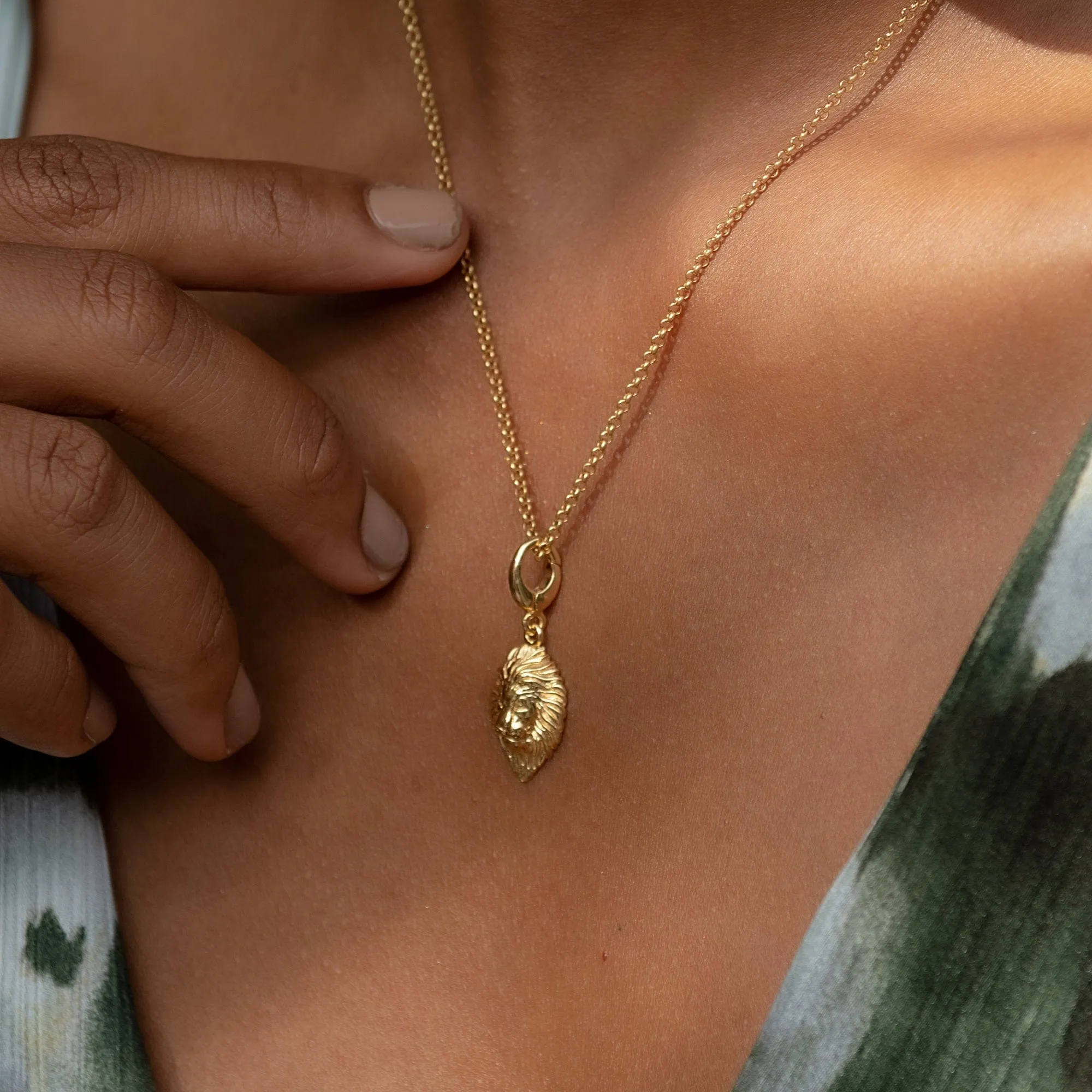 Gold Plated Lion Head Zodiac Necklace