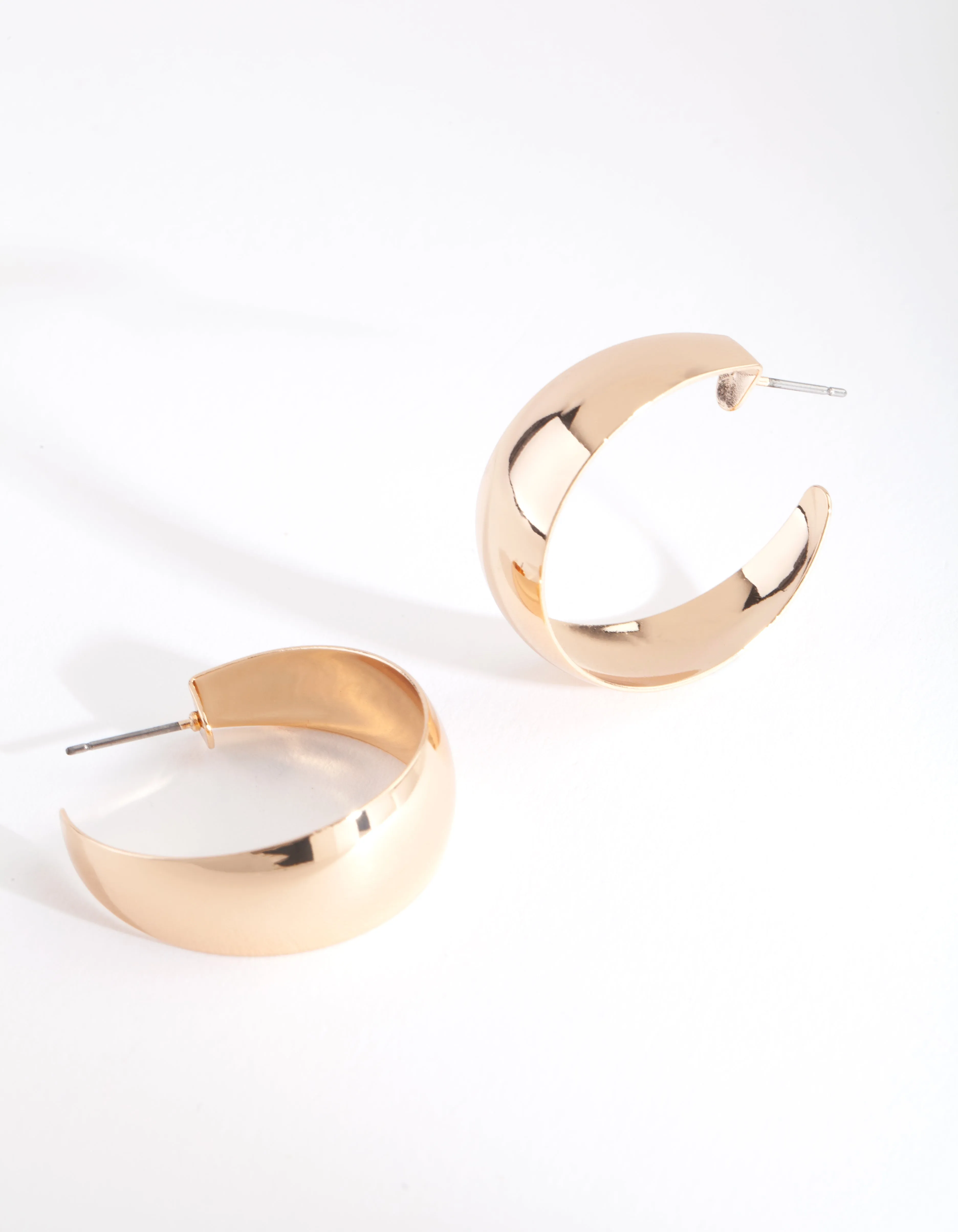 Gold Simple Wide Hoop Earrings