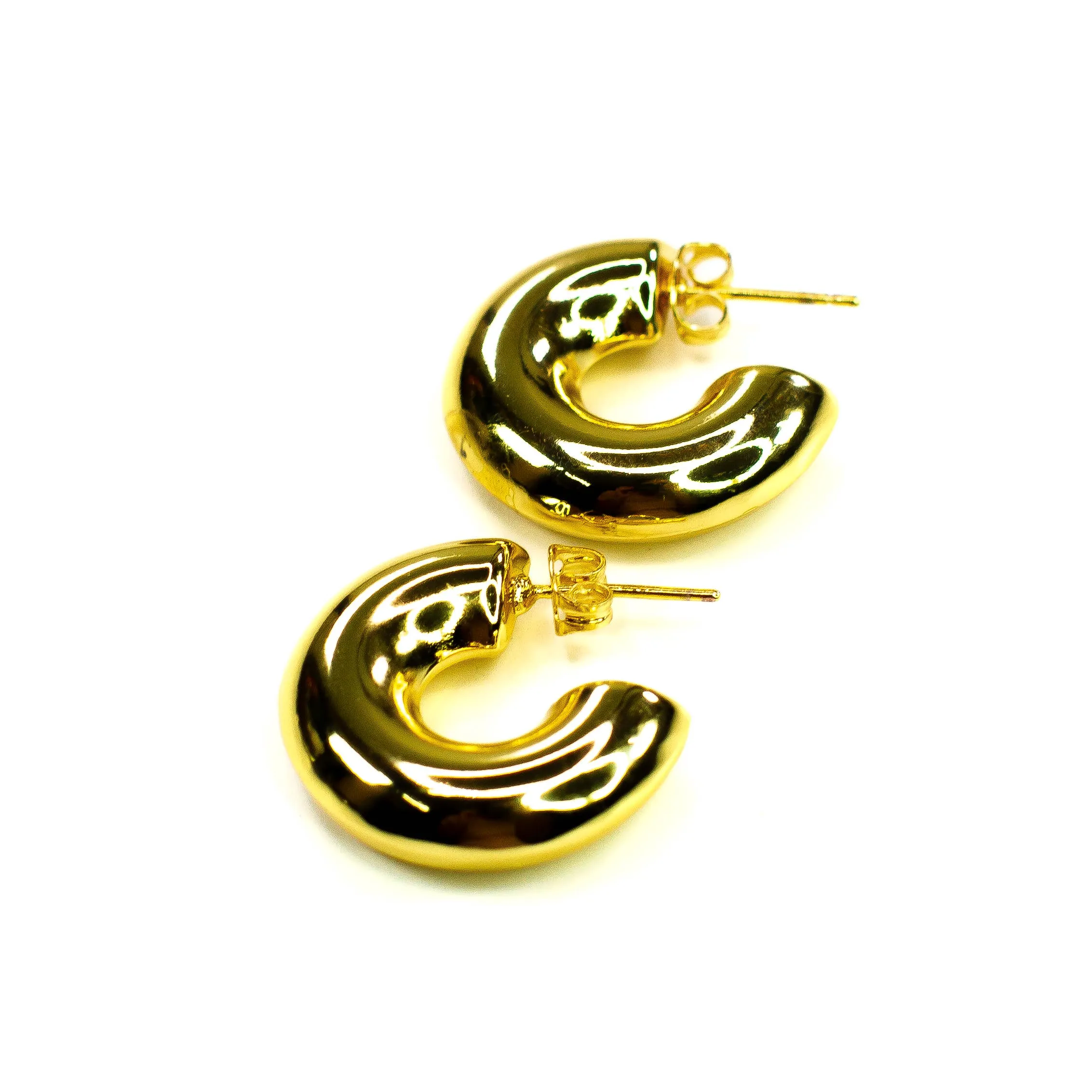 Gold smooth Hoop Stud Earring