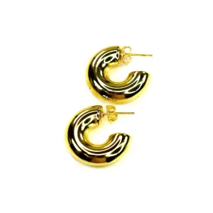 Gold smooth Hoop Stud Earring