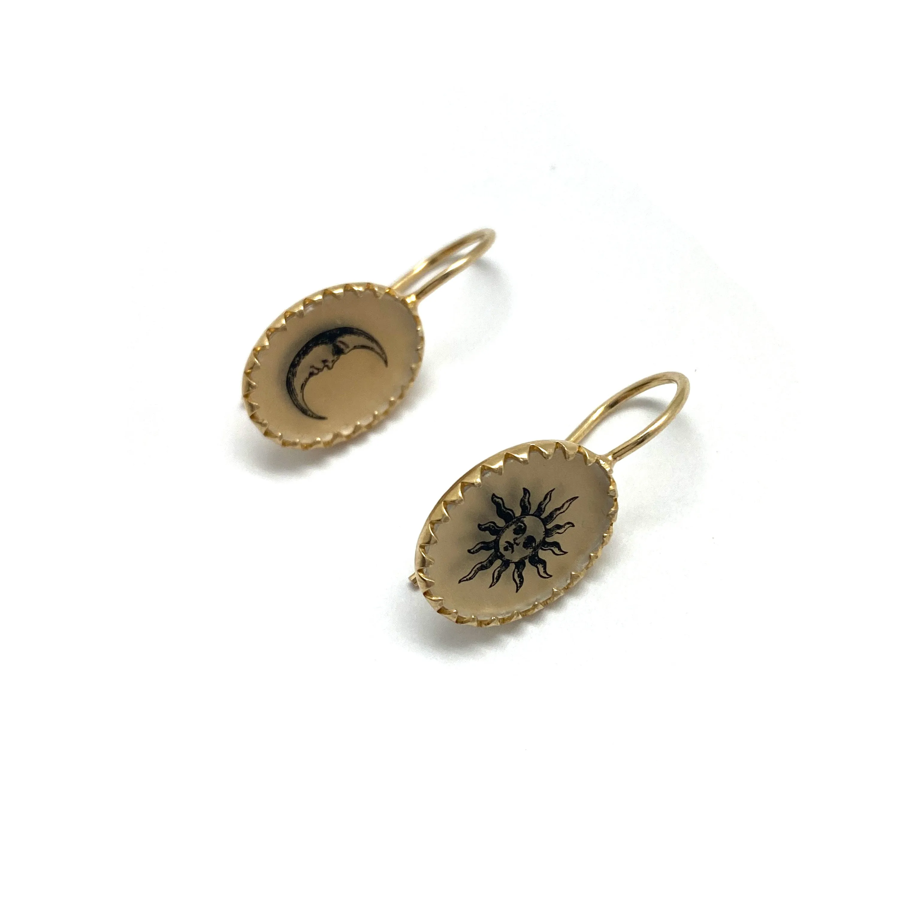 Gold Sun and Moon Earrings