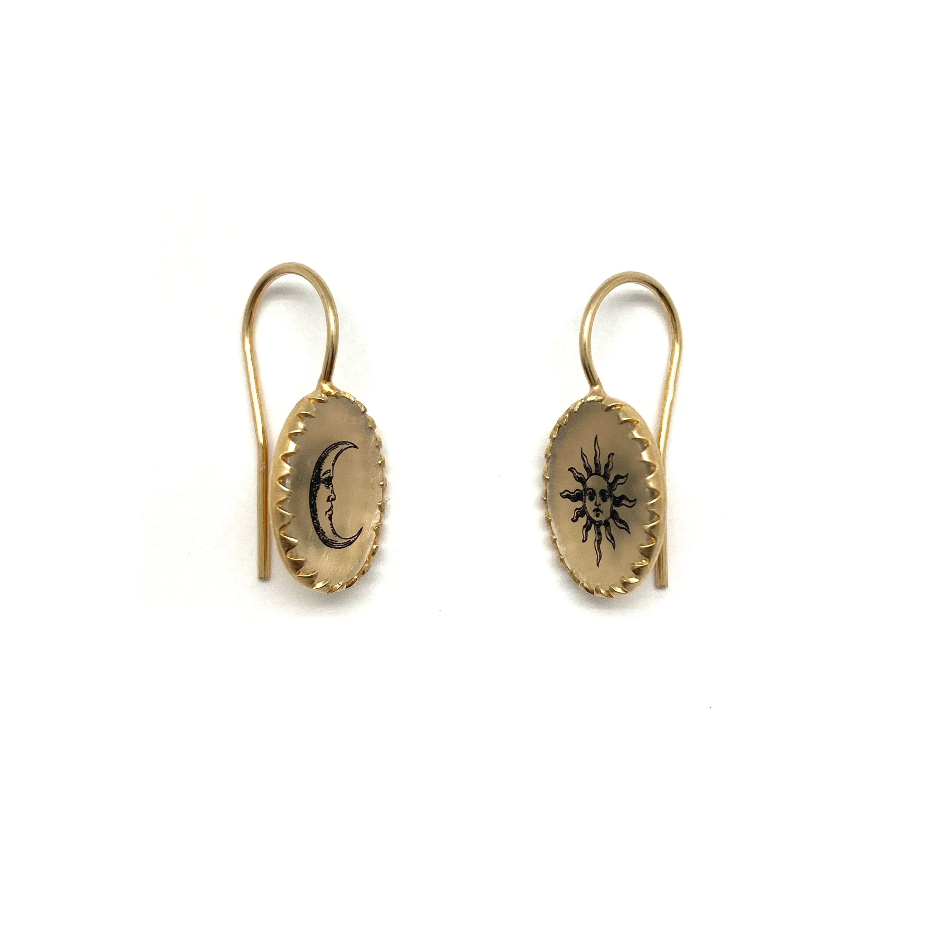 Gold Sun and Moon Earrings