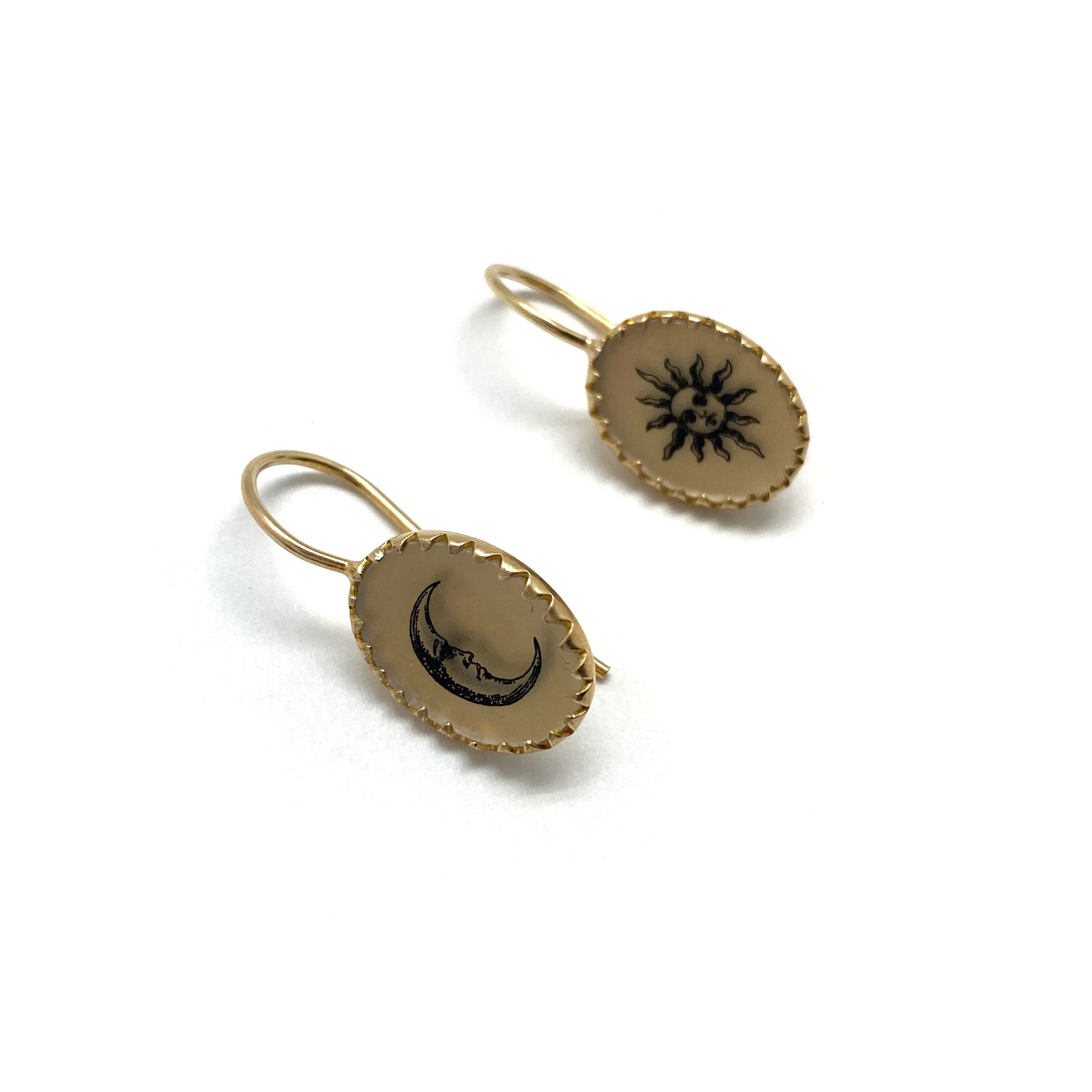 Gold Sun and Moon Earrings