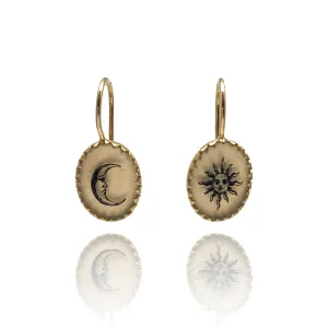 Gold Sun and Moon Earrings