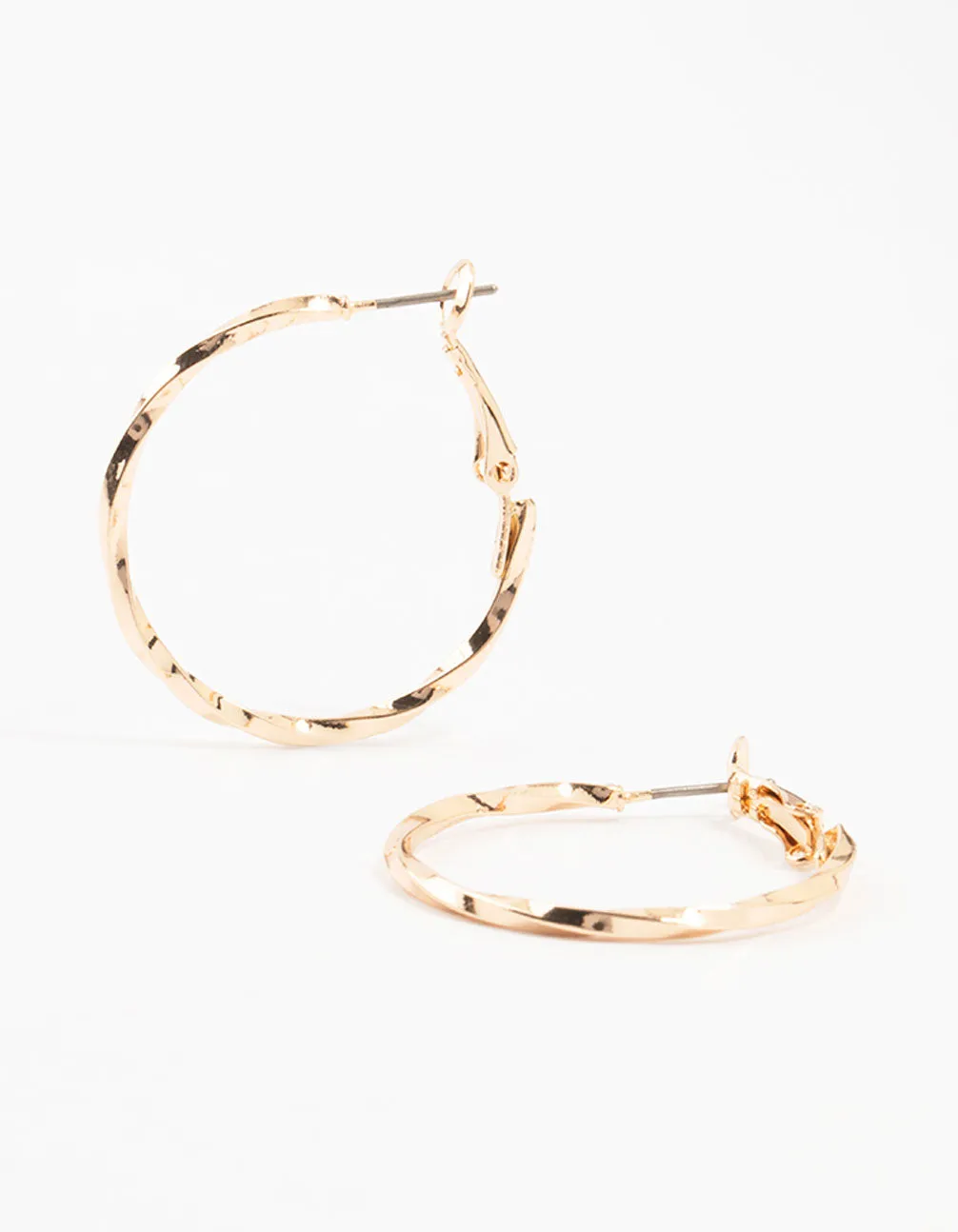 Gold Thin Hammered Hoop Earrings