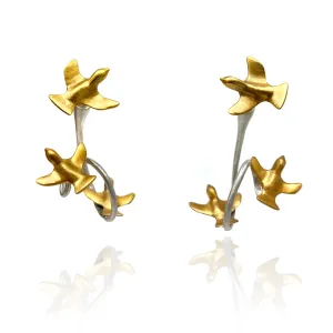 Gold Vermeil Bird Jacket Earrings