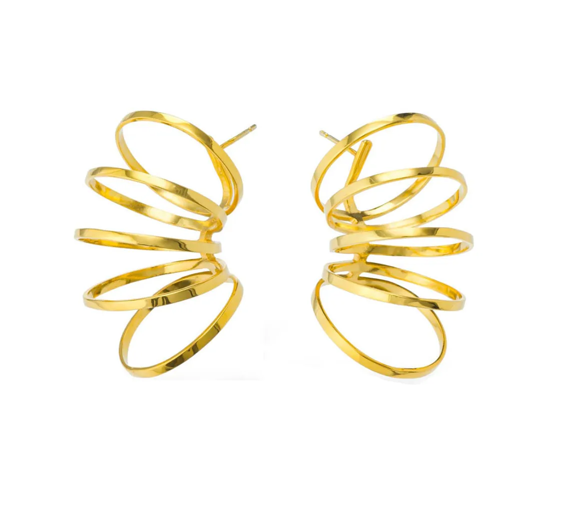 Gold Vermeil Circle Cylinder Earrings