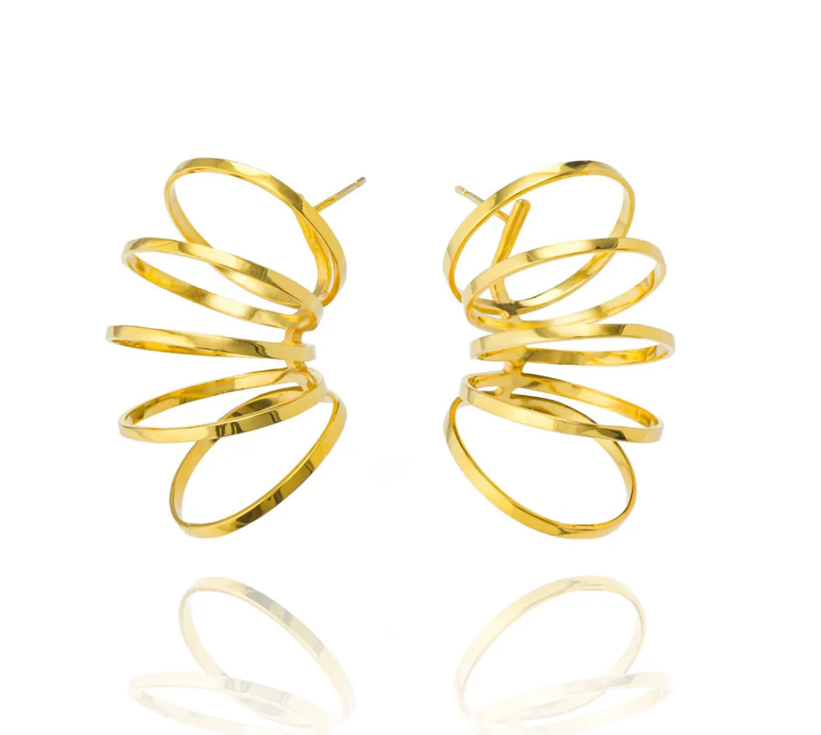 Gold Vermeil Circle Cylinder Earrings