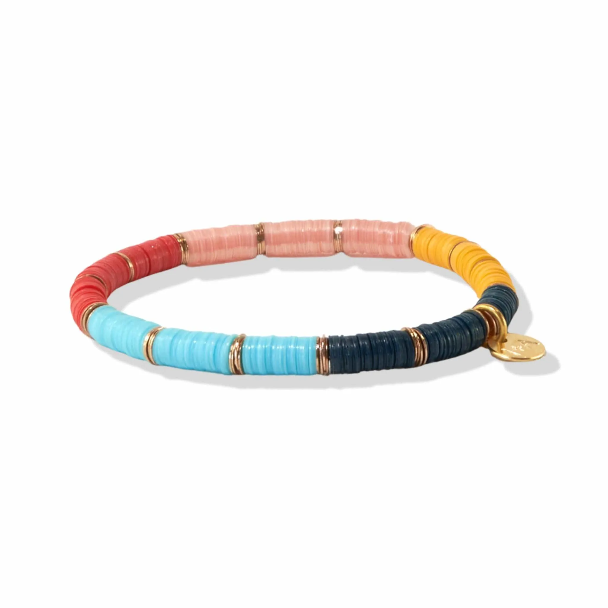 Grace Five Color Block Stretch Bracelet Light Blue And Navy