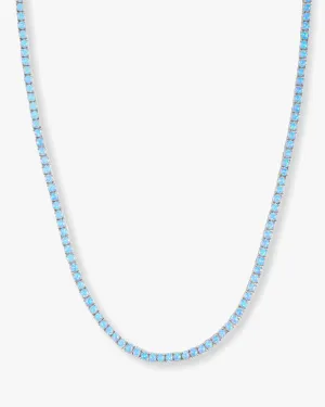 Grand Heiress Tennis Necklace 18" - Silver|Blue Opal