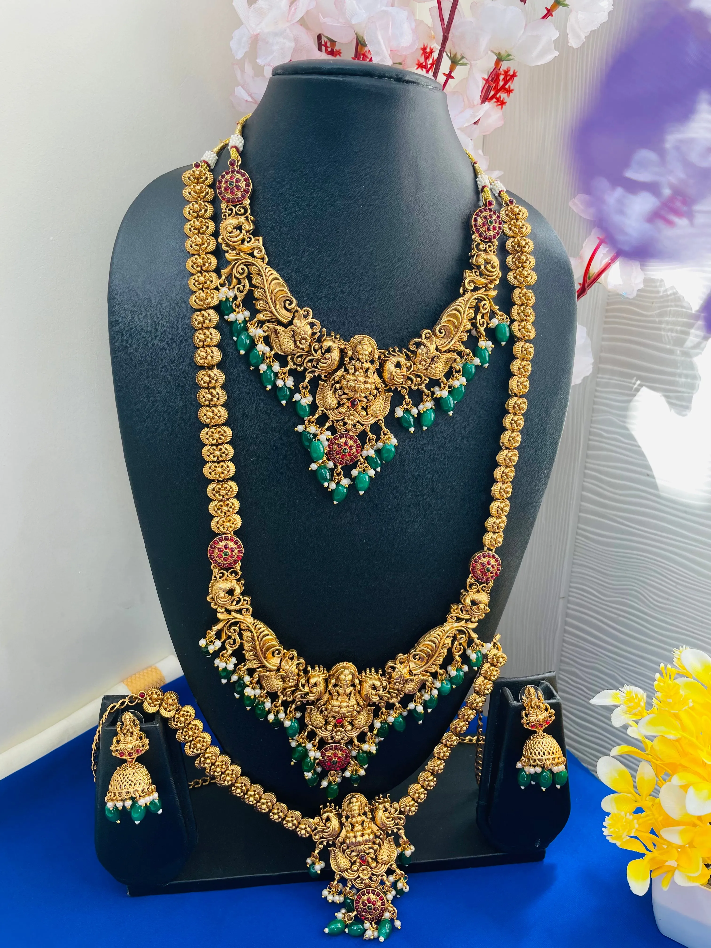 GREEN BEADS BRIDAL SET