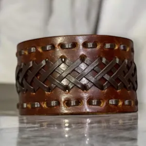 Handcrafted Leather Weaved Cuff Bracelet