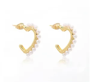 Heart Pearl Hoop Earrings