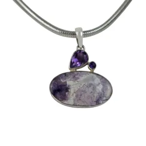 Impressive and Royalistic Purple 925 Sterling Silver Statement Pendant with Tiffany and Amethysts Gems