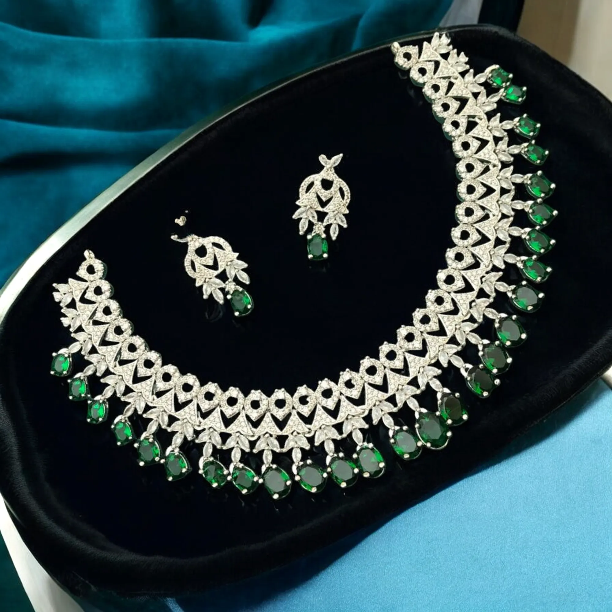 Indian CZ Choker Earrings Bridal Jewellery Set, Indian AD Choker, CZ earrings Set, Wedding AD Jewelry, Pakistani Jewelry Set, Indian Necklace, Earrings Set