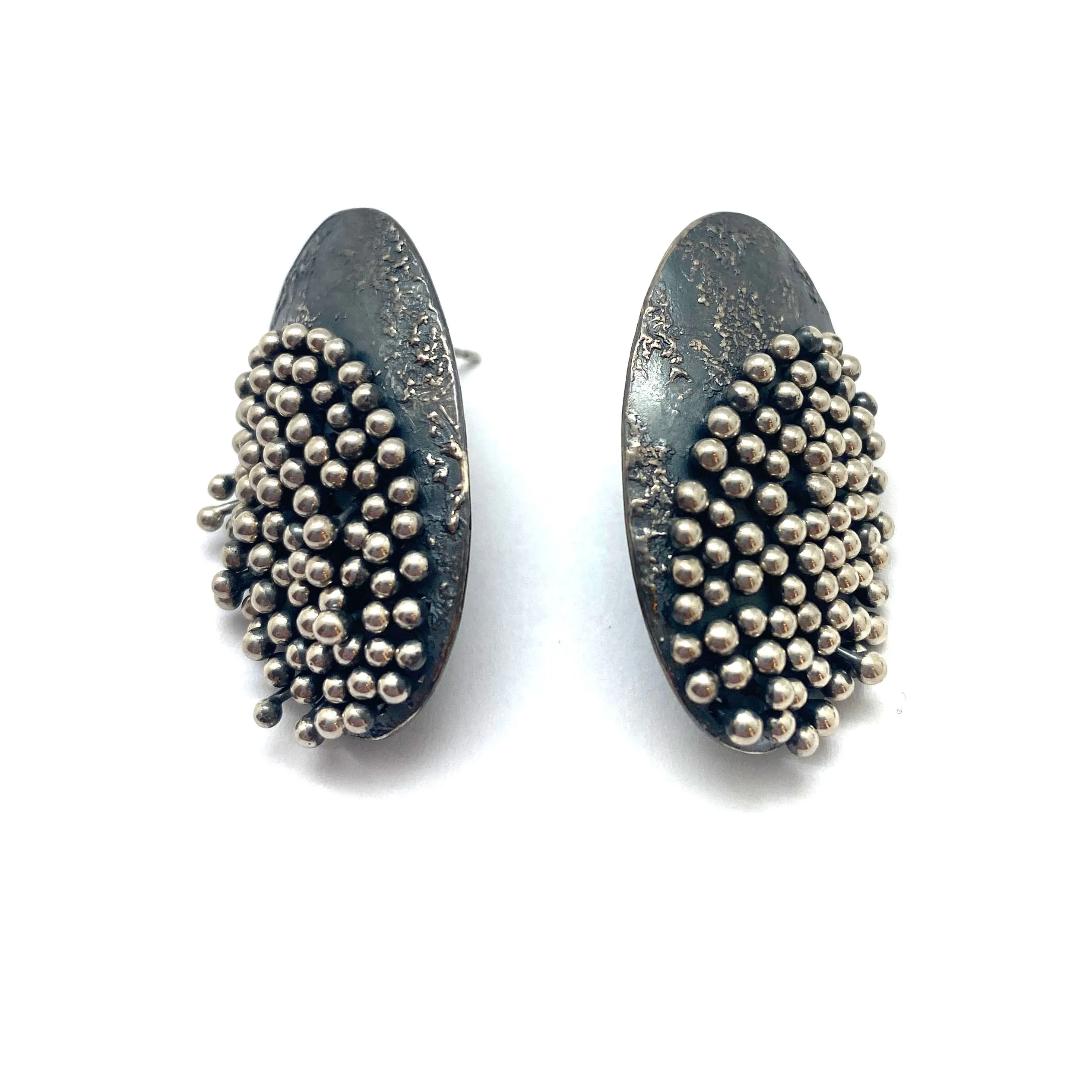 Kinetic Oxidized Silver Earrings