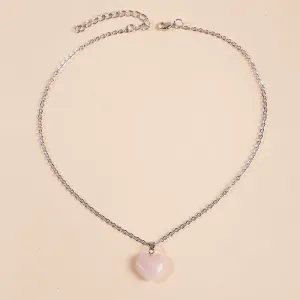 Korean Simple Natural Stone Heart-shaped Necklace Women