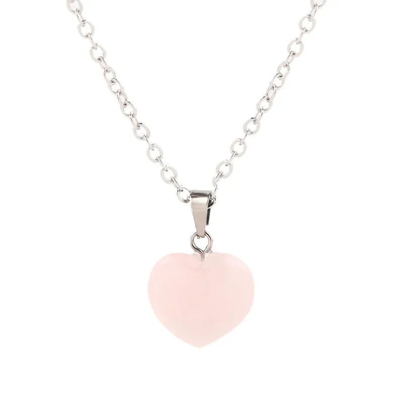 Korean Simple Natural Stone Heart-shaped Necklace Women