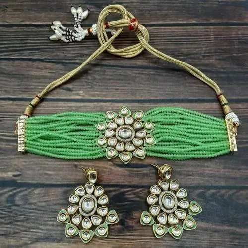 Kundan Meena Choker Necklace Set