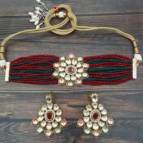 Kundan Meena Choker Necklace Set