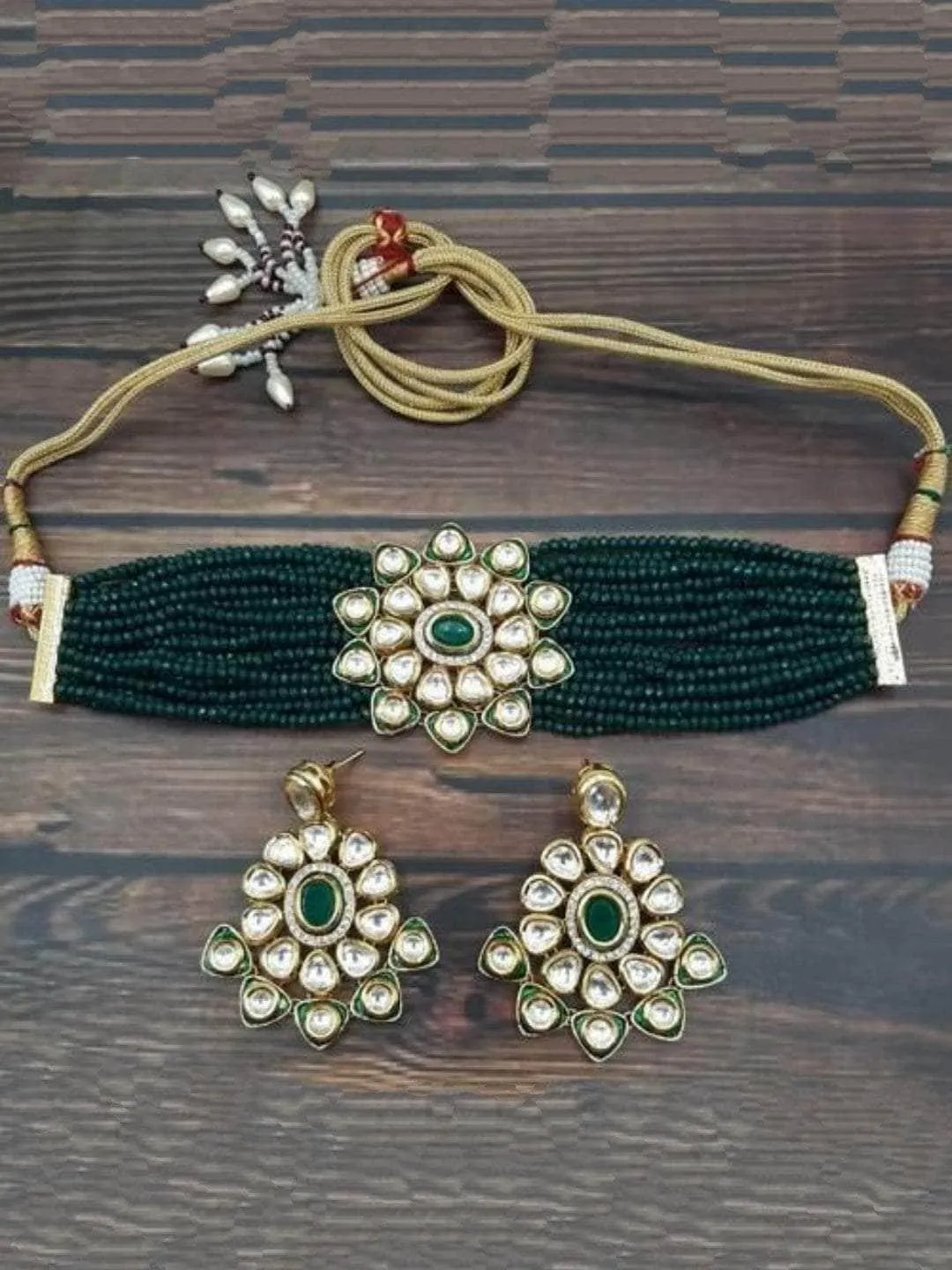 Kundan Meena Choker Necklace Set