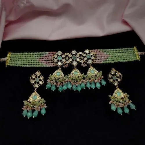 Kundan Pearl And Beads Choker Set