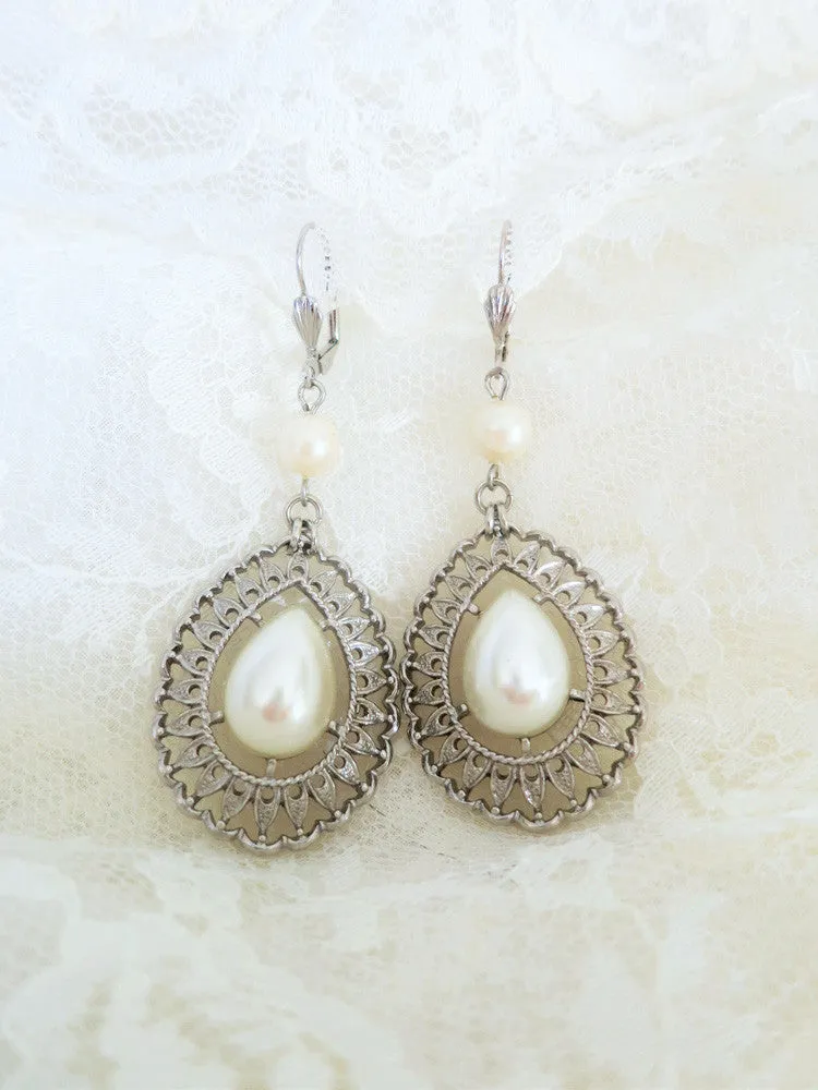 Large Pearl Teardrop Earrings