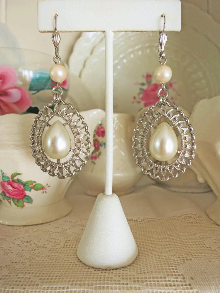 Large Pearl Teardrop Earrings