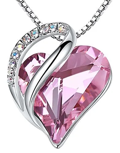 Leafael Mother's Day Necklace; Infinity Love Heart Pendant with Birthstone Crystals; Jewelry Gifts for Women; Birthday Necklaces for Wife Mom Girlfriend