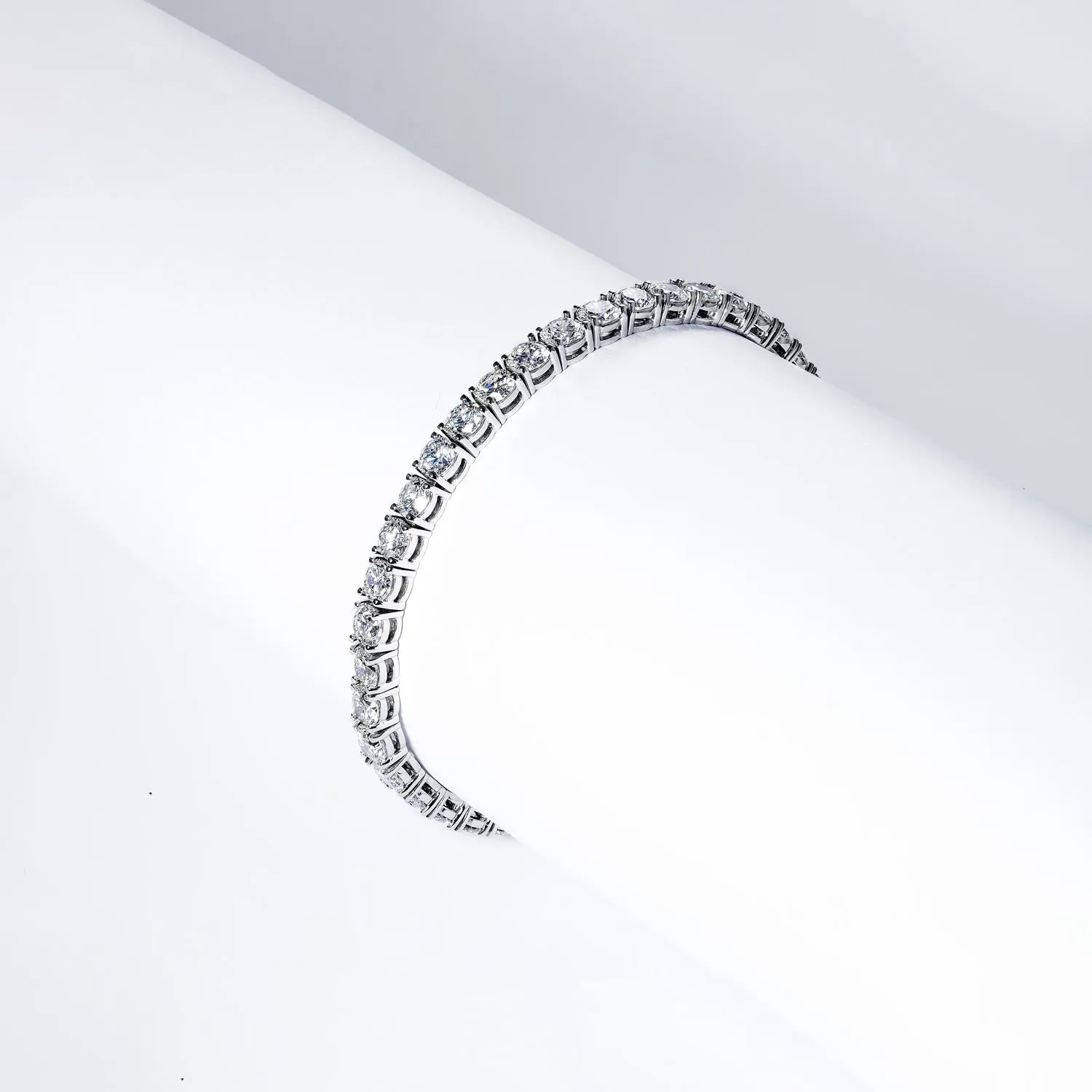 Lenny 10 Carat Round Brilliant Single Row Lab Grown Diamond Tennis Bracelet in 14k White Gold