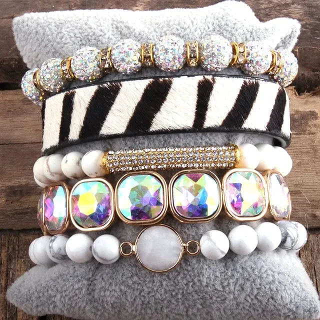 Leopard Print Multilayer Bracelet Set