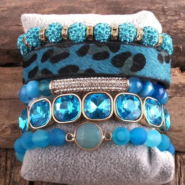 Leopard Print Multilayer Bracelet Set