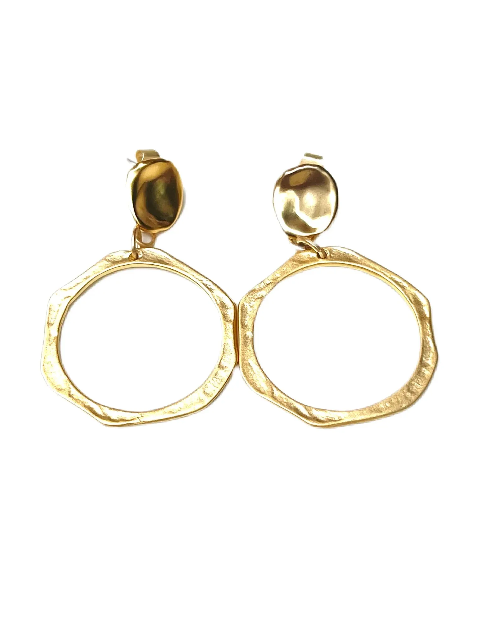 LJ Sonder Kay Earrings with Organic Stud and Circle Drop