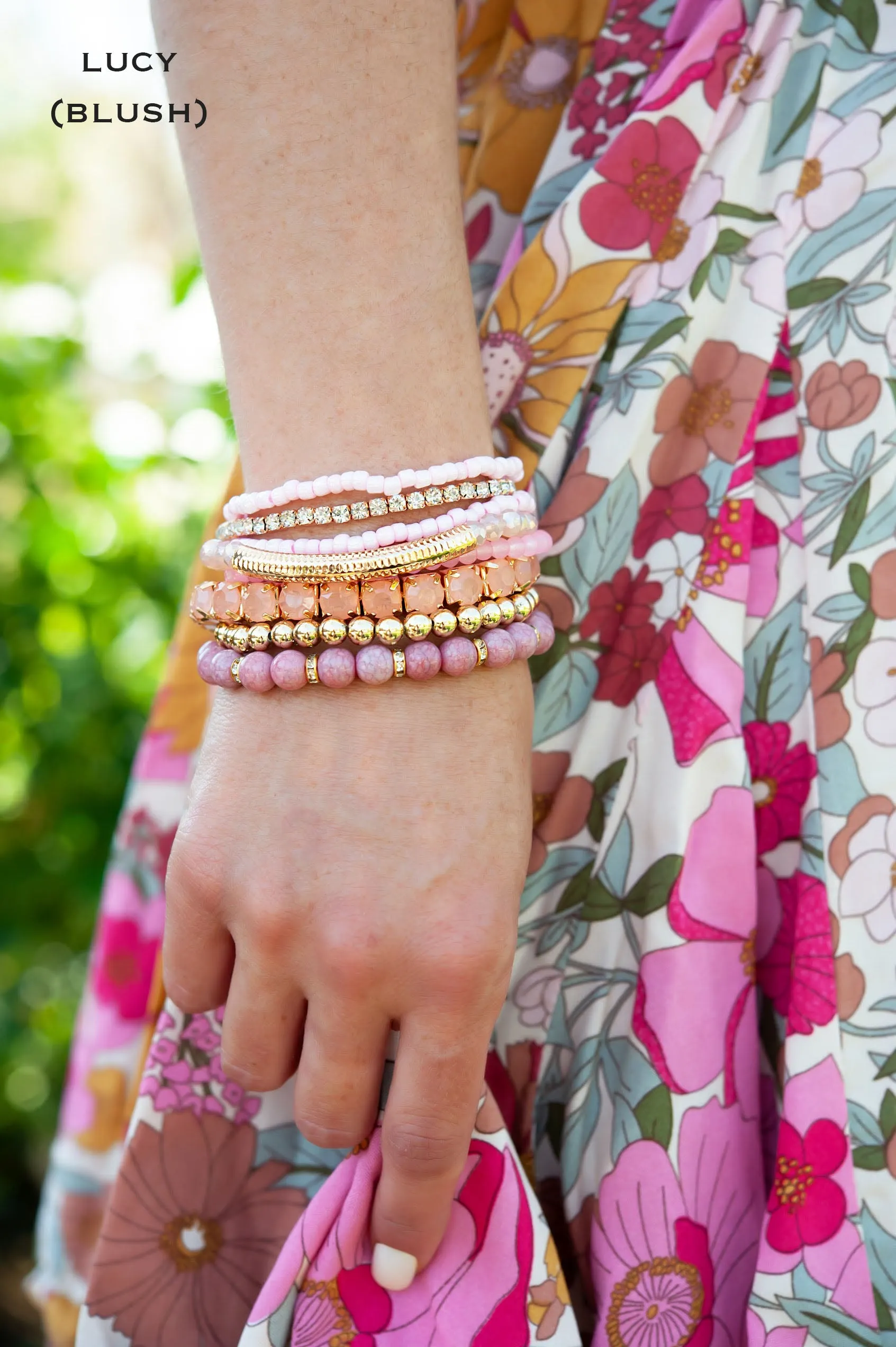 Lucy Crystal and Stone Bracelet Stacks | Layering Bracelet Set | Stackable Beaded Bracelets