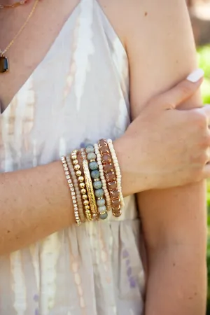 Lucy Crystal and Stone Bracelet Stacks | Layering Bracelet Set | Stackable Beaded Bracelets