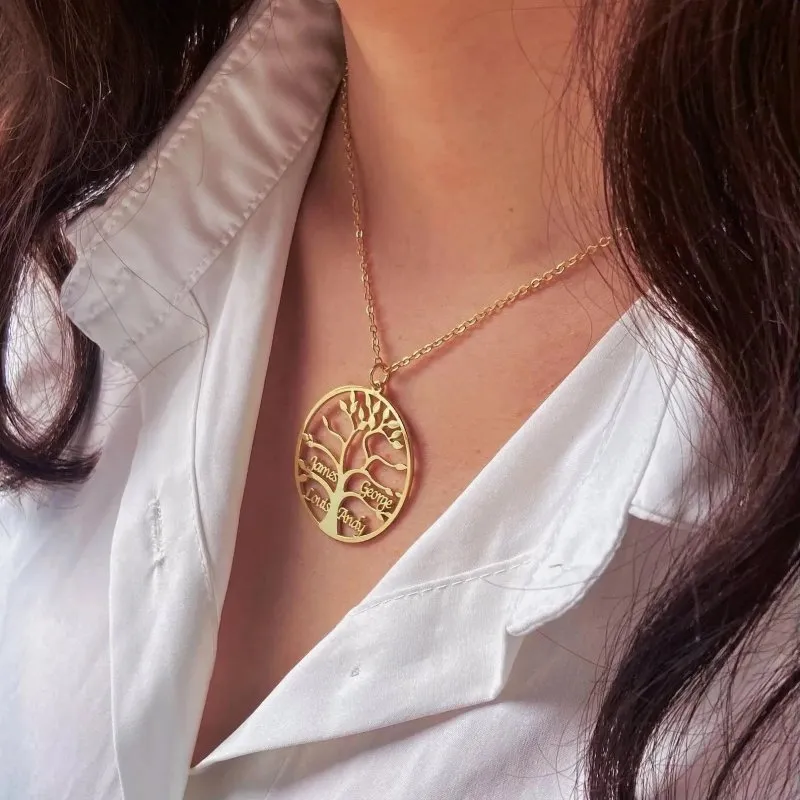 Maiden Art -Tree of Life Bohemian Necklace (14-24 Inch) Handcrafted Name Necklace 18k Gold, Silver, Rose-Symbol of growth, strength-Durable, Light weight Jewellery inspired by Nature-Ideal Gift for loved ones