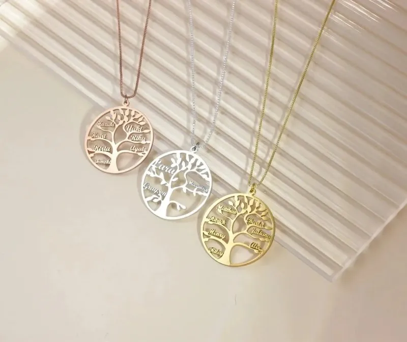 Maiden Art -Tree of Life Bohemian Necklace (14-24 Inch) Handcrafted Name Necklace 18k Gold, Silver, Rose-Symbol of growth, strength-Durable, Light weight Jewellery inspired by Nature-Ideal Gift for loved ones