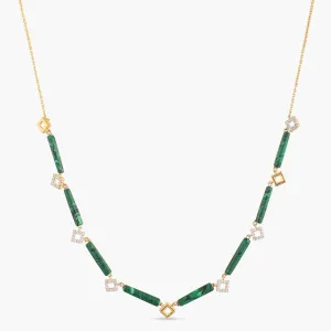 Malachite Square Charm Silver Necklace