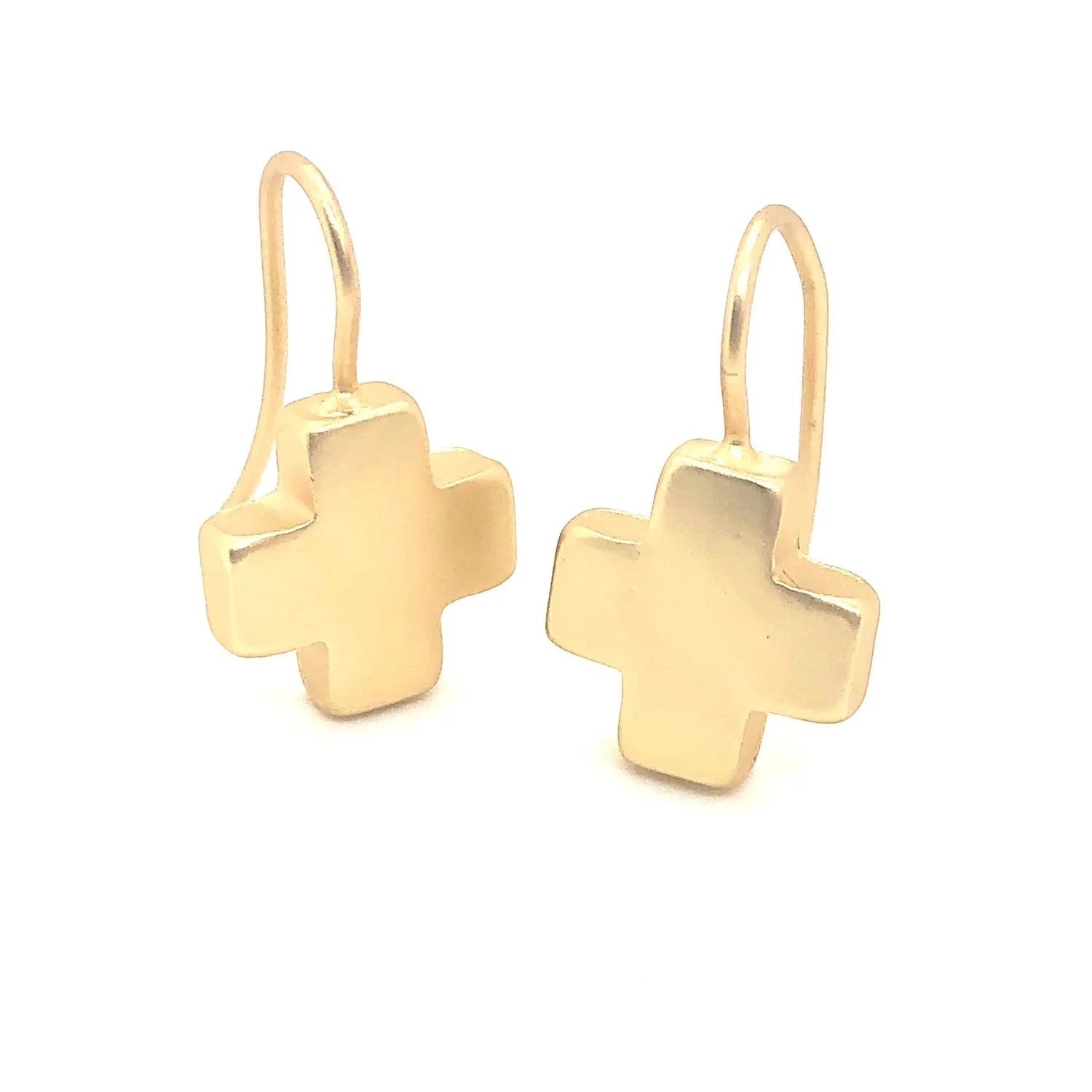 Matte Gold Cross Wire Earrings