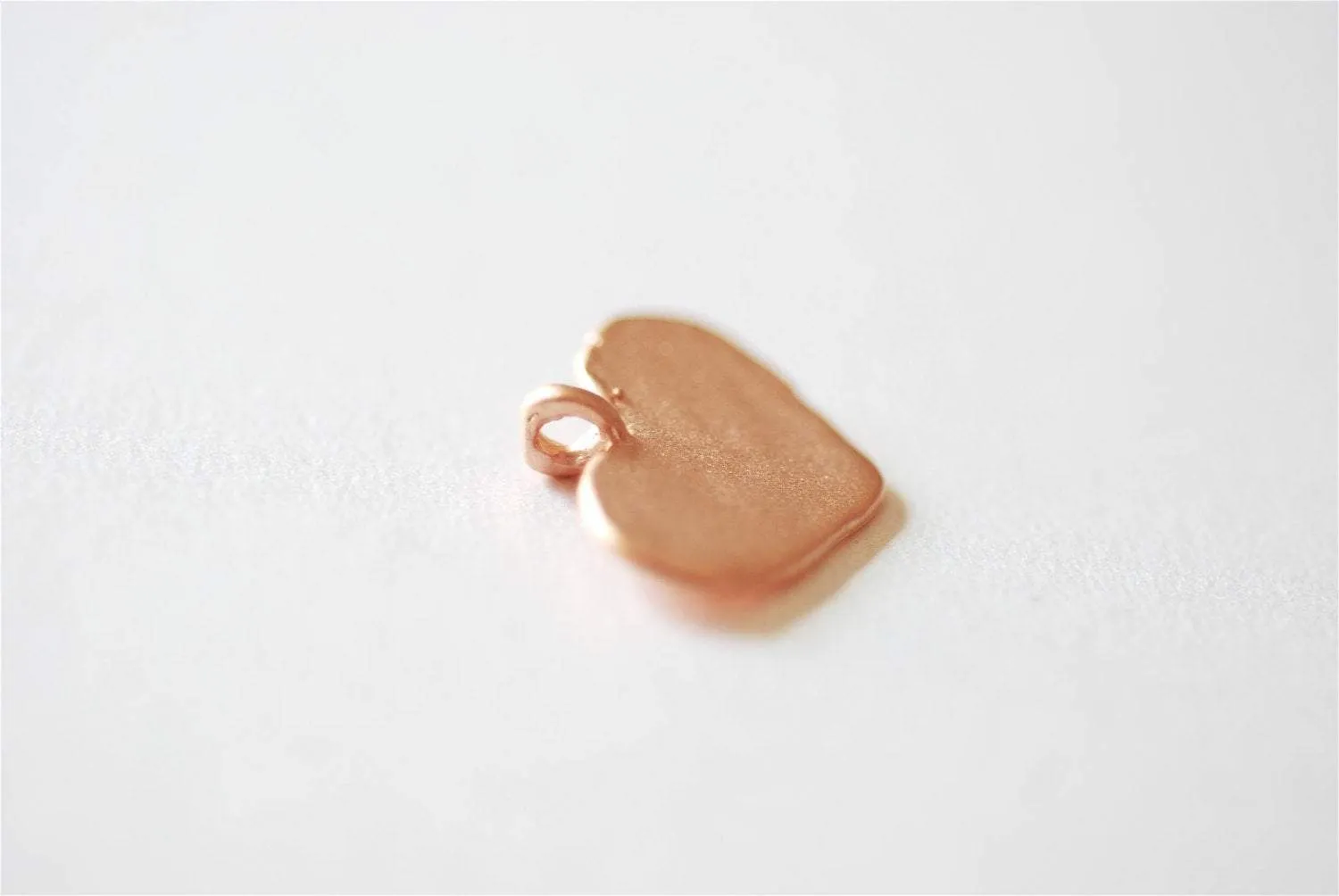 Matte Pink Wholesale Rose Vermeil Rose Heart Charm - 18k gold over sterling silver flat gold heart pendant, Gold Heart Charm, Gold Heart Stamping, 87