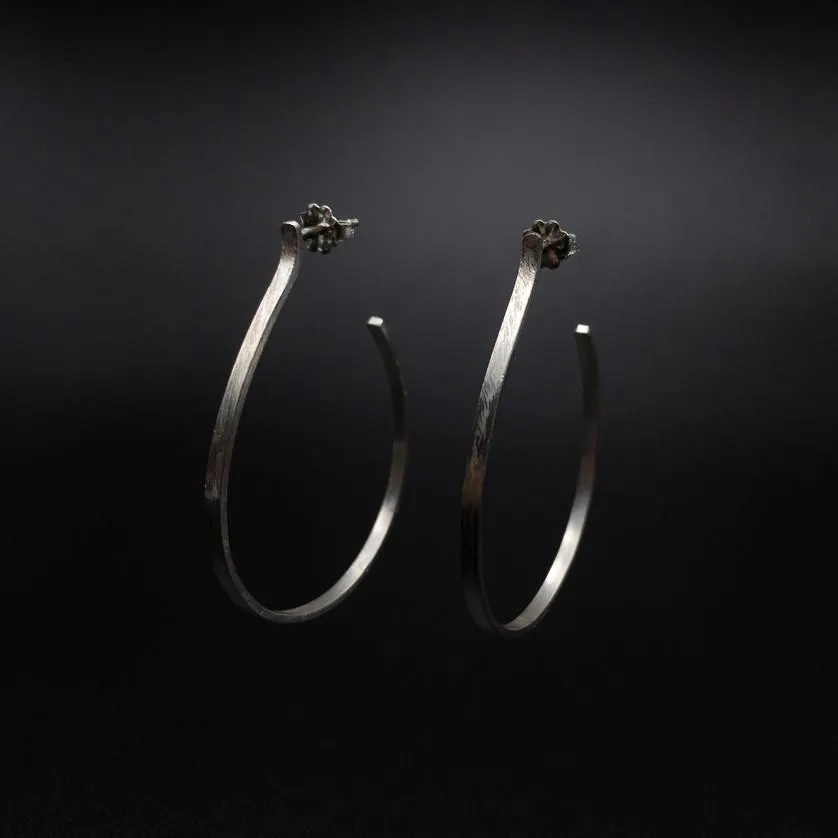 Medium Sterling Silver Hoops 2 mm x 1 mm