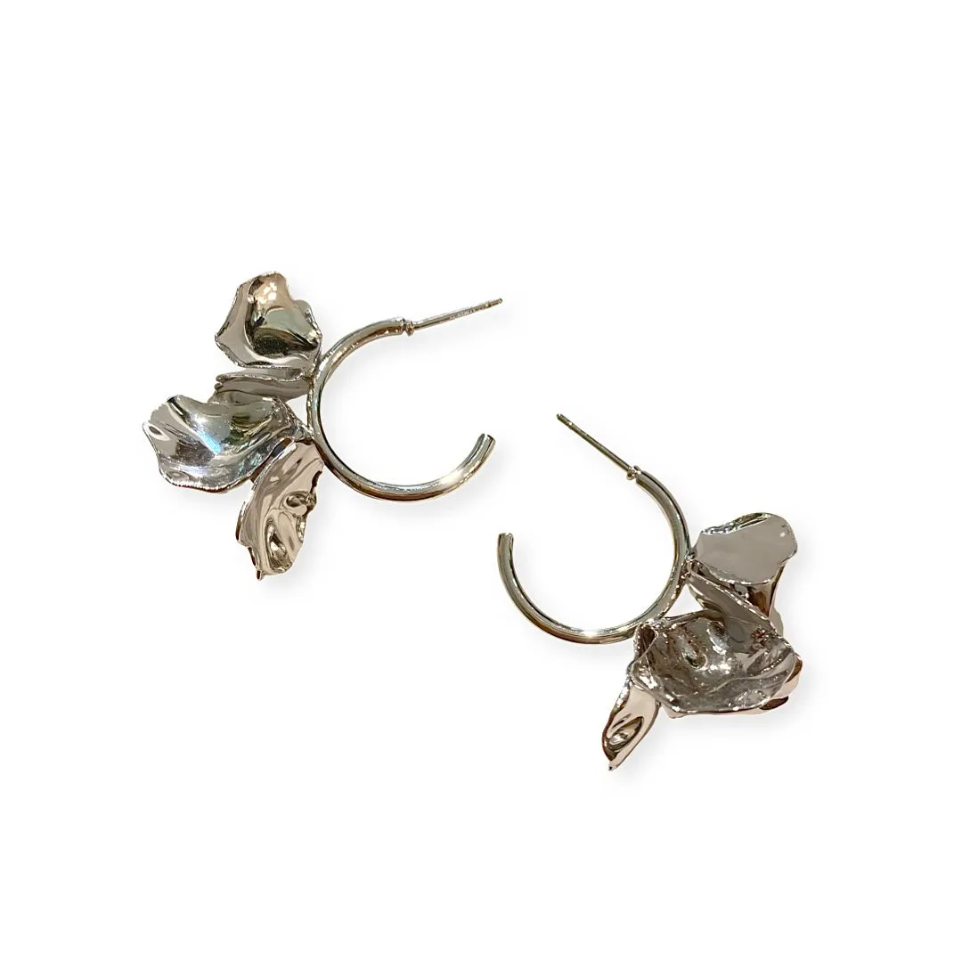 Metal Petals Hoop Earrings