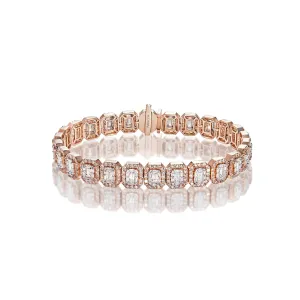 Michael 10 Carat Combine Mix Shape Diamond Tennis Bracelet in 14k Rose Gold