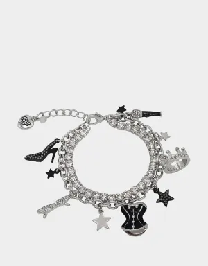 MIDNIGHT MAGIC CORSET CHARM BRACELET BLACK