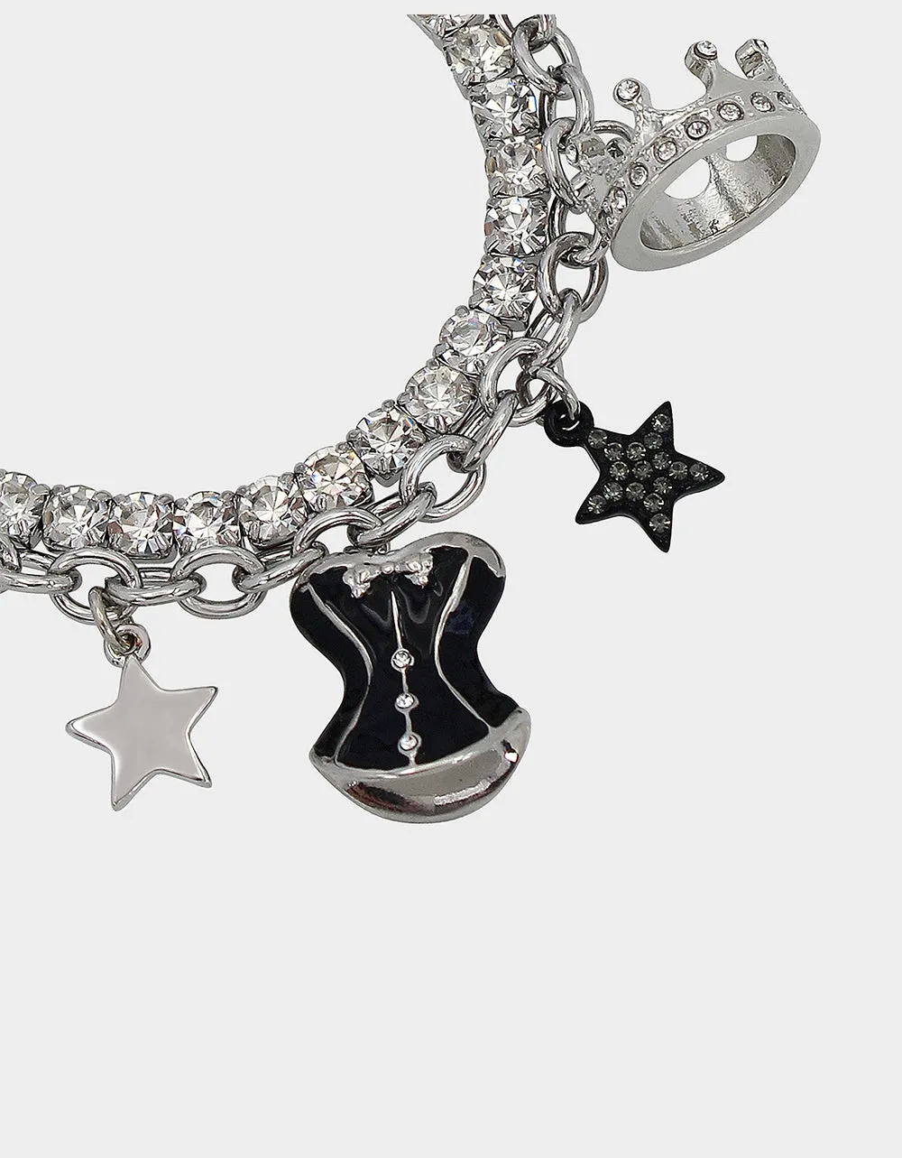 MIDNIGHT MAGIC CORSET CHARM BRACELET BLACK