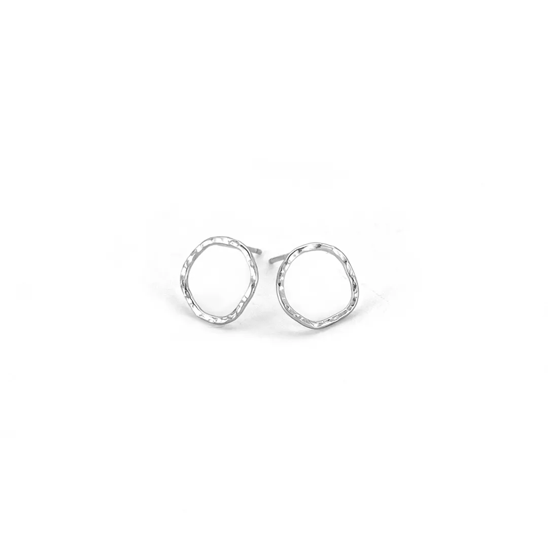 Mini Organic Circle Post Earrings Studs - WOBBLY